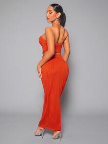 SHEIN SXY 素色頭巾下擺短款抹胸上衣和鉛筆裙