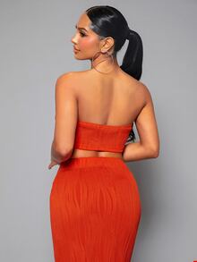 SHEIN SXY 素色頭巾下擺短款抹胸上衣和鉛筆裙