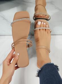 Dép bệt Nữ Pha lê kim cương màu trơn Hấp dẫn - Lạc đà - Xem 2