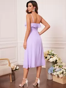 荷葉邊吊帶裙伴娘禮服 - 淡紫色 - 查看 2
