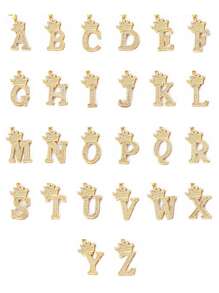 chiếc Vương Miện Đính Đá Cubic Zirconia & Vòng Cổ Chữ Cái - Vàng - Xem 2