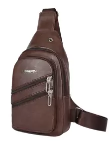 新款包包 胸包 软皮防水单肩包 斜挎包 韩版 斜跨单肩包 交叉背包 单肩包 爸爸礼物 男士礼物 学院风包包 夏季中世纪复古包包礼物 时尚休闲度假胸包礼物 旅行必备品 复古包包 情人节节日必备品 腰包 贴纸包 冬季棕色包包 返校 - 棕色 - 查看 1