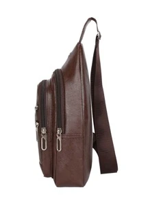 新款包包 胸包 软皮防水单肩包 斜挎包 韩版 斜跨单肩包 交叉背包 单肩包 爸爸礼物 男士礼物 学院风包包 夏季中世纪复古包包礼物 时尚休闲度假胸包礼物 旅行必备品 复古包包 情人节节日必备品 腰包 贴纸包 冬季棕色包包 返校 - 棕色 - 查看 3