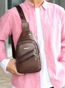 新款包包 胸包 软皮防水单肩包 斜挎包 韩版 斜跨单肩包 交叉背包 单肩包 爸爸礼物 男士礼物 学院风包包 夏季中世纪复古包包礼物 时尚休闲度假胸包礼物 旅行必备品 复古包包 情人节节日必备品 腰包 贴纸包 冬季棕色包包 返校 - 棕色 - 查看 7