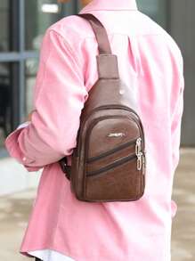 新款包包 胸包 软皮防水单肩包 斜挎包 韩版 斜跨单肩包 交叉背包 单肩包 爸爸礼物 男士礼物 学院风包包 夏季中世纪复古包包礼物 时尚休闲度假胸包礼物 旅行必备品 复古包包 情人节节日必备品 腰包 贴纸包 冬季棕色包包 返校 - 棕色 - 查看 8