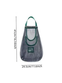 1pc Contrast Binding Hanging Mesh Food Storage Bag - Green - View 2