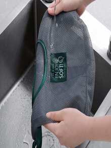1pc Contrast Binding Hanging Mesh Food Storage Bag - Green - View 3