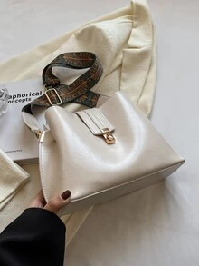 Bolso cubo con diseño de puntada - Blanco - Ver 2