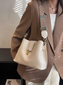 Bolso cubo con diseño de puntada - Blanco - Ver 5