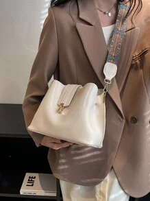 Bolso cubo con diseño de puntada - Blanco - Ver 7