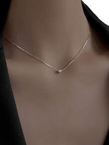 Nooxian Bead Decor Necklace - Silver - View 1