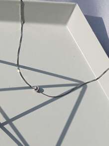 Nooxian Bead Decor Necklace - Silver - View 2