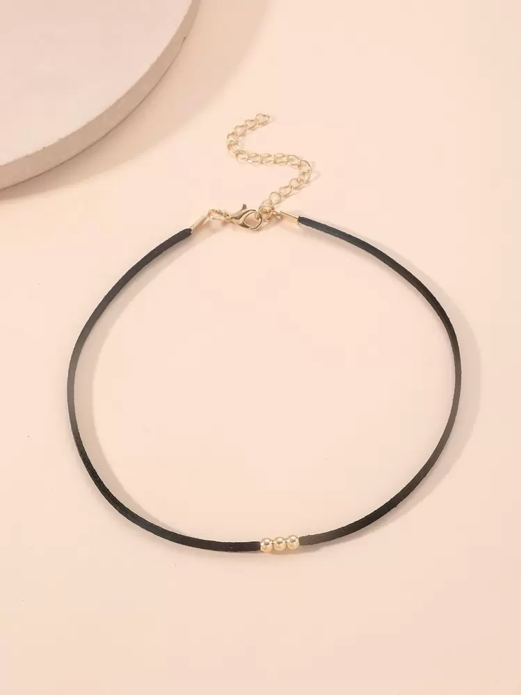 Bead Decor Choker - Black - View 2