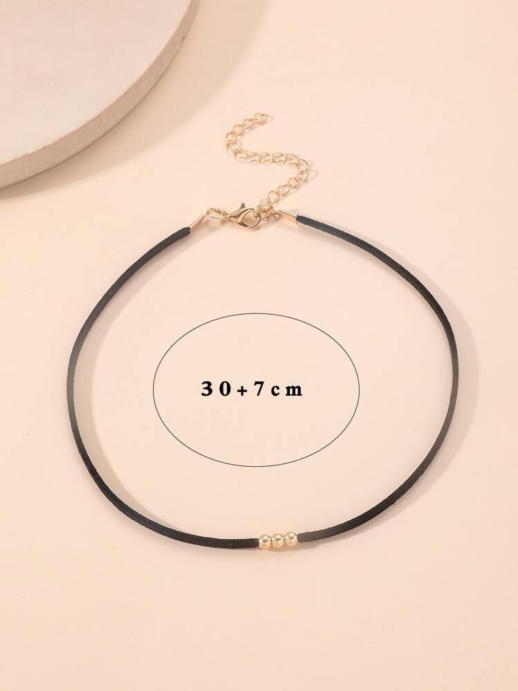 Bead Decor Choker - Black - View 3