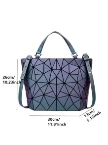Geometric Luminous Hand Bag, Holographic Reflective Crossbody Bag, Casual Shoulder Tote Purse Perfect For Work,Travel, Large Capacity Women's Color Changing And Laser Bag With Convertible Strap, - Multicolor - View 4