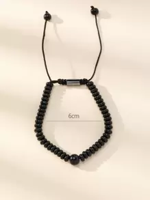 Bead Decor Bracelet - Black - View 3