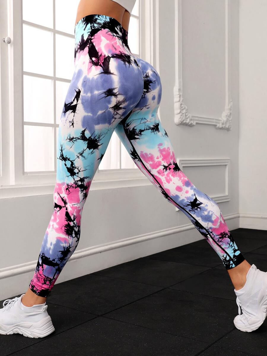 Yoga Trendy 紮染收復運動打底褲 - 彩色 - 查看 1