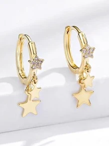 1 Cặp Hoa tai hình ngôi sao bằng đồng khảm siêu nhỏ phổ biến "Độc đáo"/Hoa tai sang trọng hình ngôi sao đôi bằng đồng khảm siêu nhỏ phong cách EU/Mỹ mới về, phù hợp cho nữ sinh viên/doanh nhân/ngày lễ/tiệc tùng/đeo hàng ngày (Mặt hàng độc quyền được Yiwu Jewelry đề xuất năm 2025) - Bạc - Xem 14