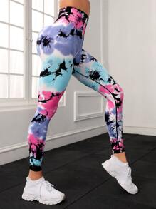 Yoga Trendy 紮染收復運動打底褲 - 彩色 - 查看 2