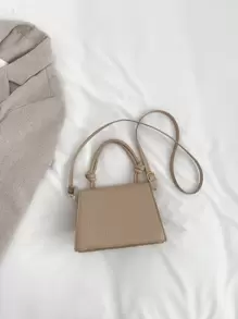 Mini Crocodile Embossed Flap Square Bag - Khaki - View 2