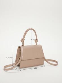 Mini Crocodile Embossed Flap Square Bag - Khaki - View 5