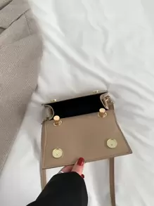 Mini Crocodile Embossed Flap Square Bag - Khaki - View 6