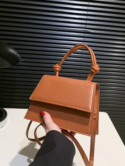 Mini Crocodile Embossed Flap Square Bag
