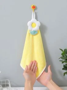 1 pieza Toalla de mano con diseño de flor - Amarillo - Ver 1