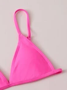 SHEIN Swim Summer Beach Triangle Thong Bikini Set - Pink - View 5