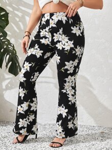 SHEIN VCAY 大碼印花喇叭褲 - 彩色 - 查看 4