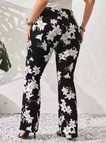 SHEIN VCAY 大碼印花喇叭褲 - 彩色 - 查看 1