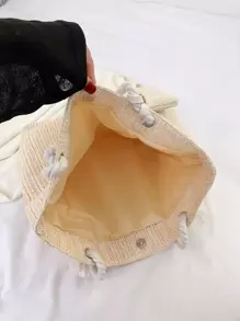 Bolso de paja minimalista y casual, ligero, con monedero para adolescentes y mujeres estudiantes universitarias, perfecto para el colegio, exteriores, viajes, salidas, vacaciones. Una bolsa de playa de verano de moda para mujeres, un accesorio esencial para las vacaciones que combina perfectamente con los accesorios de playa femeninos.