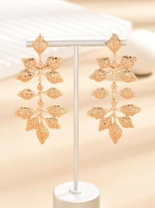 樹葉耳墜 - 金黃色 - 查看 3