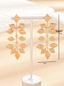 樹葉耳墜 - 金黃色 - 查看 4