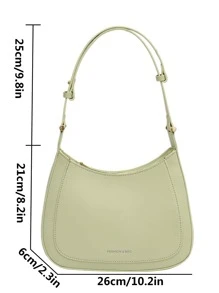 Letter Graphic Hobo Bag - Green - View 3