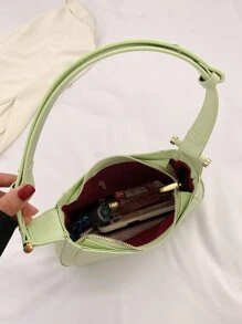 Letter Graphic Hobo Bag - Green - View 4