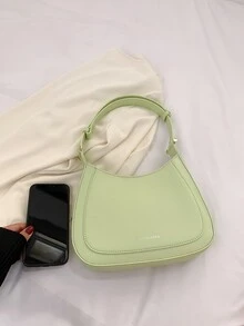 Letter Graphic Hobo Bag - Green - View 5