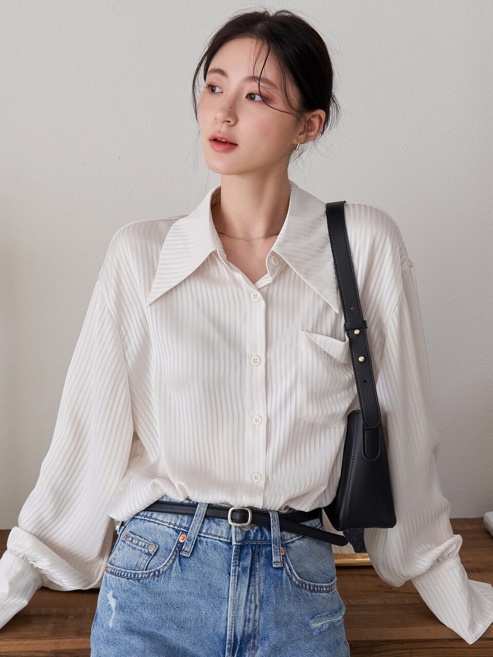 Solid Pocket Patched Button Front Shirt