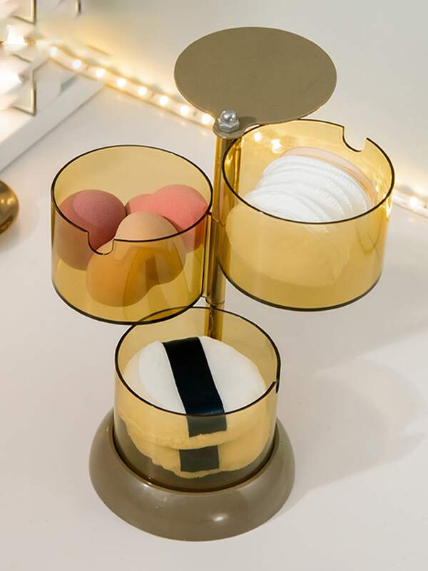 360 Degree Rotating Makeup Sponge Storage Box, 1pc Rotating Makeup