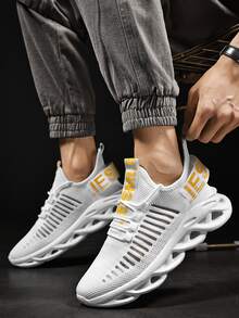 男士透氣字母圖案前繫帶運動戶外運動鞋