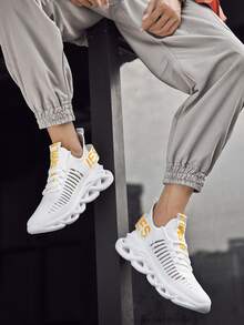 男士透氣字母圖案前繫帶運動戶外運動鞋