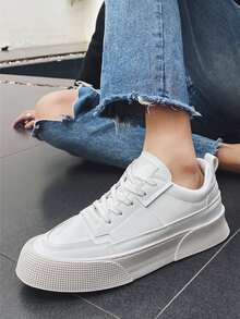 Giày thể thao nam màu trơn Ren lên - trắng - Xem 2