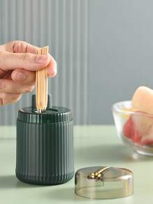 1pc Press Type Toothpick Holder - Green - View 1