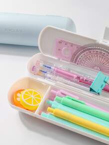 1pc Plain Pencil Case - White - View 5