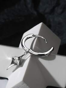 Fashionable and Popular 1pc Men Star Decor Drop Earring Copper Jewelry for Jewelry Gift and for a Stylish Look - Silver - View 2