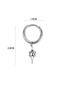 Fashionable and Popular 1pc Men Star Decor Drop Earring Copper Jewelry for Jewelry Gift and for a Stylish Look - Silver - View 3