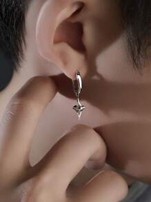 Fashionable and Popular 1pc Men Star Decor Drop Earring Copper Jewelry for Jewelry Gift and for a Stylish Look - Silver - View 5