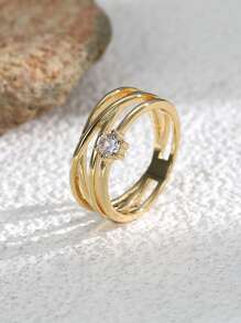 Charm-In Vòng rỗng trang trí bằng đá khối Zirconia - Vàng - Xem 1