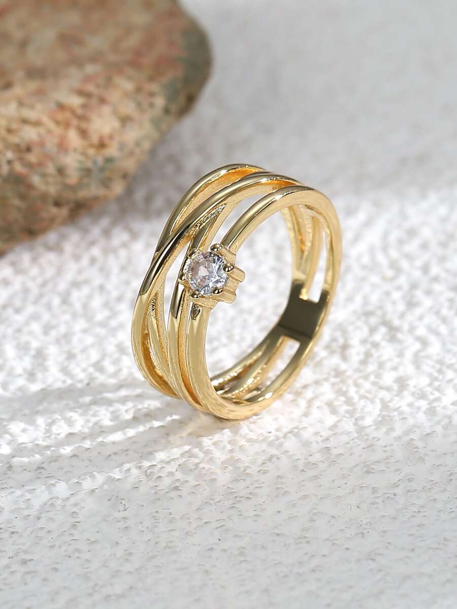 Charm-In Vòng rỗng trang trí bằng đá khối Zirconia - Vàng - Xem 1