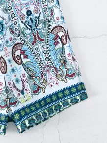 SHEIN Swim Summer Beach Paisley Print Bikini Set - Green - View 3